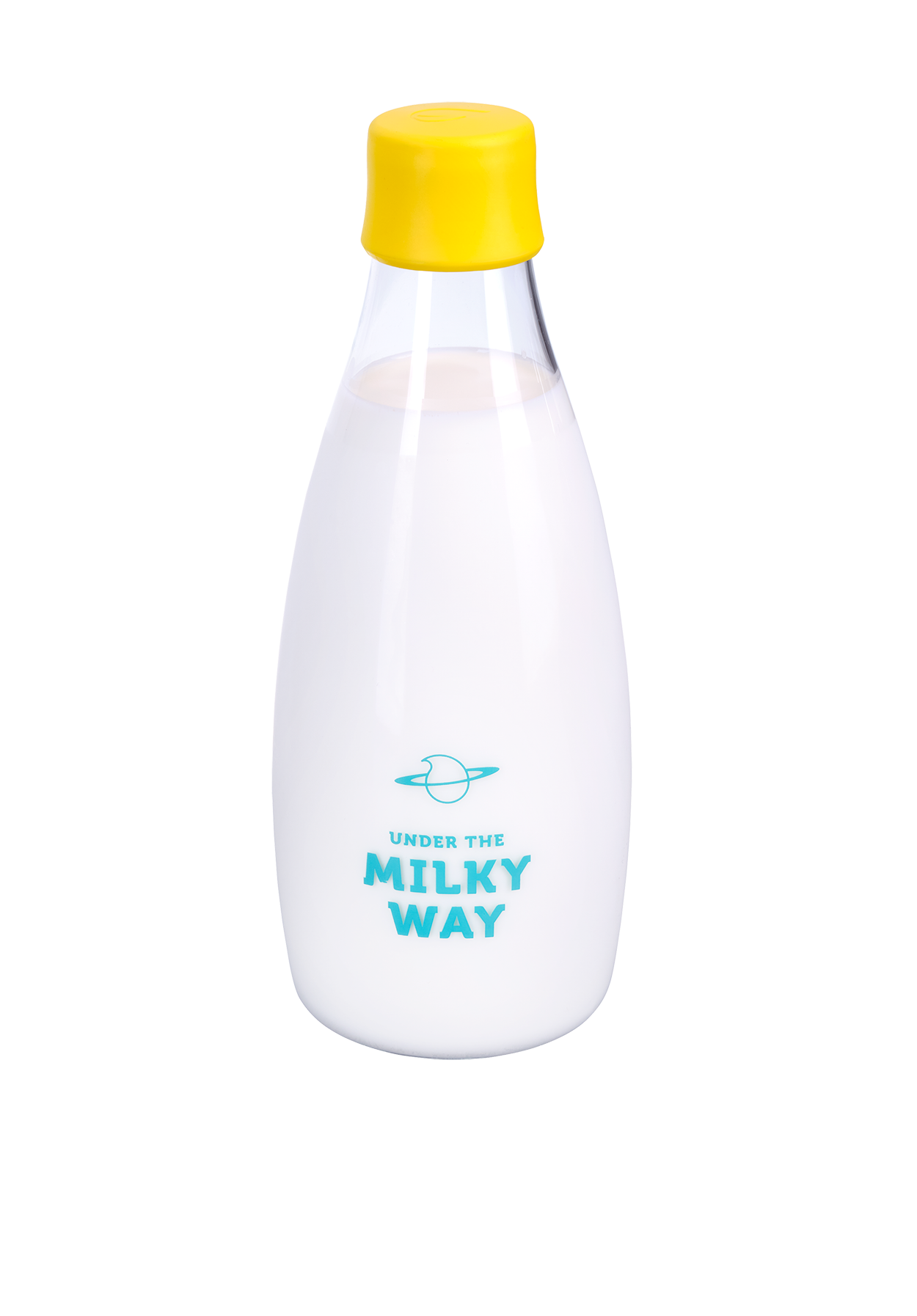 Glasflasche "Milky way" | Deckel: gelb